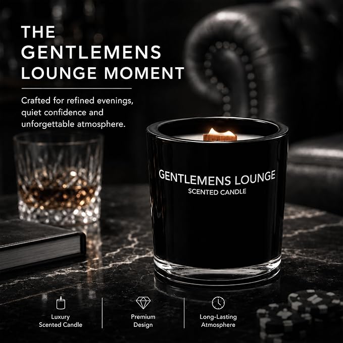 Fragrance ONE Gentlemen Lounge Candle I 200G – Gentlemen Lounge Scented Candle I Luxury Fresh Citrus & Calming Jasmine Fragrance I Premium Long-Lasting Aromatherapy Soy Wax Candle I 10.58 Ounce