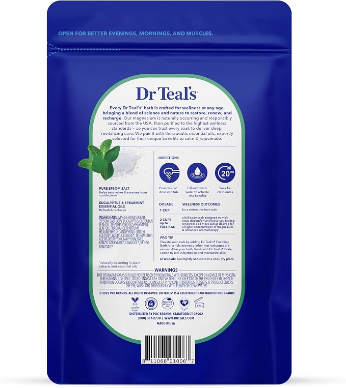 Dr Teal's Epsom Salt Magnesium Soak, Lavender, Eucalyptus & Wellness Trio, 3 lbs (Pack of 3)