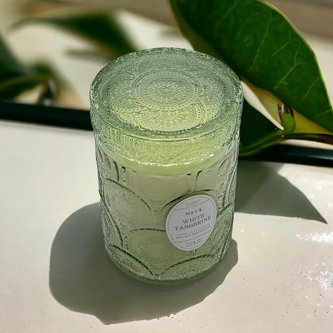 LEOBEN CO – White Tangerine Scented Candle – 18oz, Heirloom Collection – 80 hr Burn Time – Poured in California Using Vegan Soy Wax and Essential Oils – Made in Small Batches