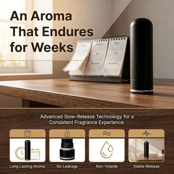 Metal Aromatherapy Inhaler with Leak-Proof Seal | Refillable Essential Oil Nasal Stick | 20 Cotton Wicks Included - Black