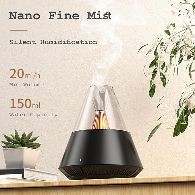 TriPro Essential Oils Aroma Diffuser,Portable Humidifier with Cool Mist and Warm Light Effect,Remote Control,150 ml Capacity,for Bedroom, Office, Living Room, Yoga (Black)