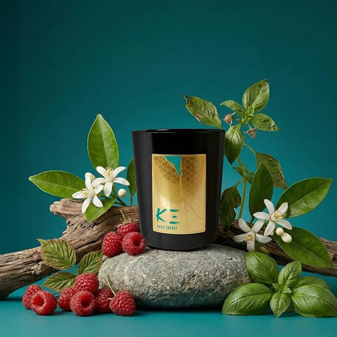 Scent Beauty K-3 Basil Energy Scented Candle Fresh Scent for Home Fruity and Herbal Scent to Lift Energy Modern Scent for Focus and Renewal 200 g