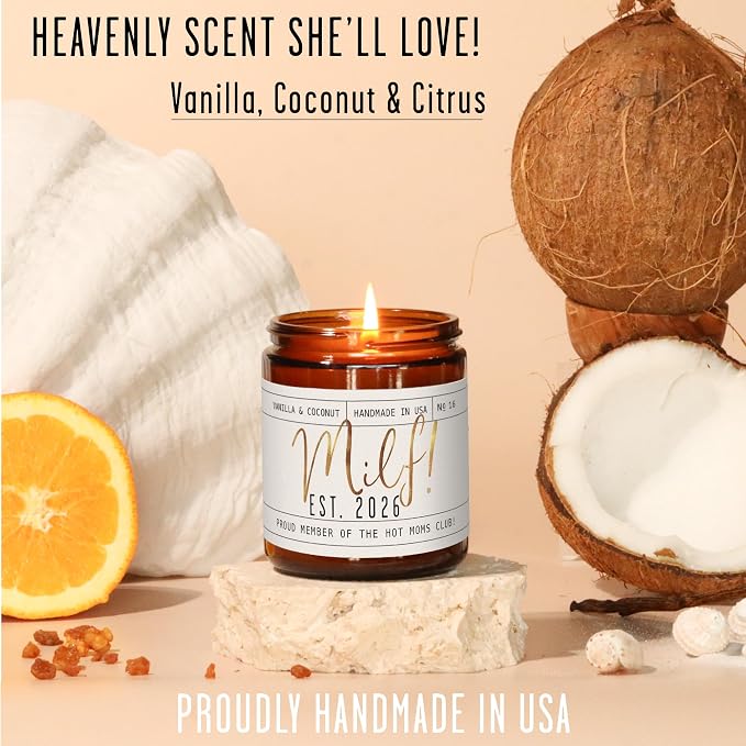 New Mom Gifts for New Mom - 'Est. 2026' Candle, w/Coconut & Vanilla-Infused Essential Oils I Postpartum Gifts for First Time Mommy Push Presents I 50Hr Burn, USA Made