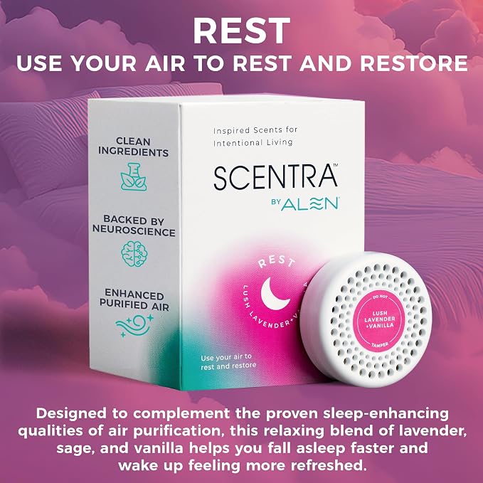Scentra Starter Kit Air Purifier Scent REST & RENEW - up to 30 Day Use, for Air Purifiers - Lavender & Lemon Blends, Supports Relaxation & Energy, Two Signature Mood-Supporting Scents