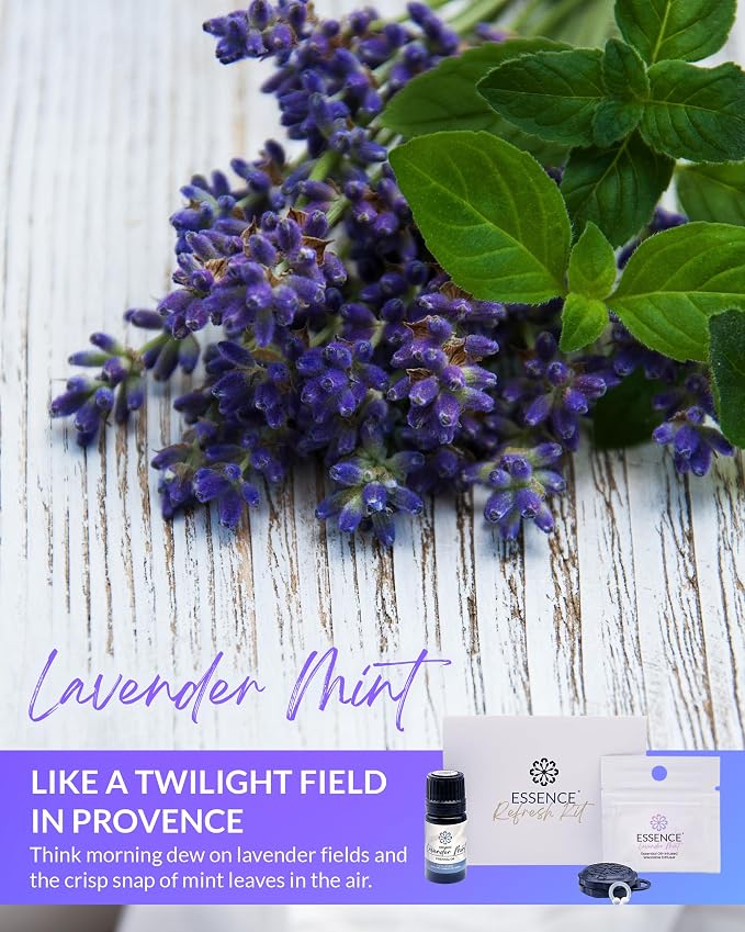 Essence Wearable Aromatherapy Nasal Diffuser – Lavender Mint Essential Oil Nose Ring Silicone Inhaler for Stress & Mood Support - Made in USA & Travel-Friendly