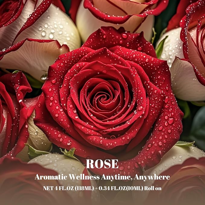 Rose Essential Oil, 100% Natural Rose Oil Premium Grade for Diffusers, Skin Care, Massage, Humidifiers, DIY Candles, Soap Making, with Glass Dropper