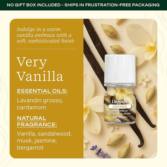 Lifelines ClickWick Essential Oil Blends for Lifelines Diffusers, 3-Pack Very Vanilla Set – Essential Oil Blend Refill for Candle, Plant & Shower Aromatherapy Diffuser – Fragrance for Diffusers