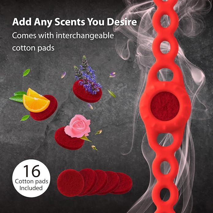 Bone Fragrance Chain (2 Packs), Aromatherapy Essential Oil Diffuser Bracelet, Adjustable & Skin-Friendly Silicone Wristband for Kids & Adults (2-Pack + 16 Pcs Refill Pads)