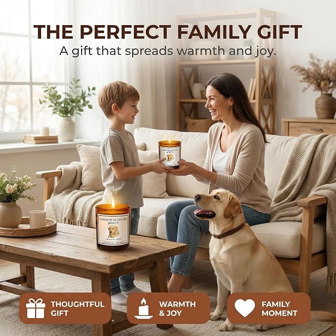 Labrador Retriever Gifts for Women | Birthday Gifts for Mom | Light When Dog Farts Candle | Cedar By Natural Soy Wax |Pet Safe Friendly Memorial Candles for Home Scented Household Essentials