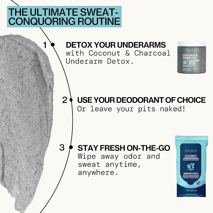 Pacifica Beauty Coconut Milk & Essential Oils Underarm Deodorant Wipes, Helps Remove Odor, Aluminum-Free, Vegan & Cruelty-Free, 30 Wipes (1-Pack)