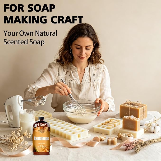 Cantaloupe Essential Oil, Cantaloupe Oil 16 Fl Oz 480ml for Diffuser Yoga Soap & Candle Making – with 0.33 Oz Roller Ball & Funnel YHSESSE Essential Oils
