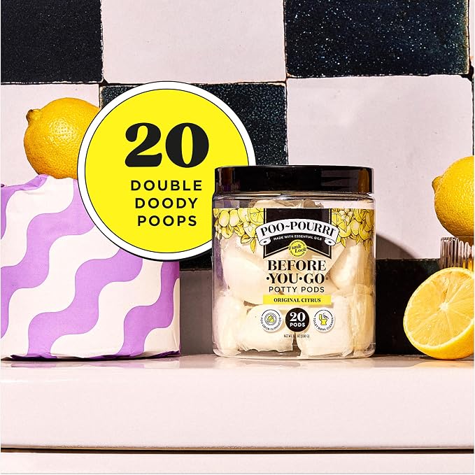 Poo~Pourri Original Citrus Before-You-Go 2-in-1 Toilet Potty Pods 20ct - Bathroom Odor Remover & Toilet Cleaner - Plant Based Ingredients & Essential Oils - with Lemon, Bergamot, & Lemongrass Scent