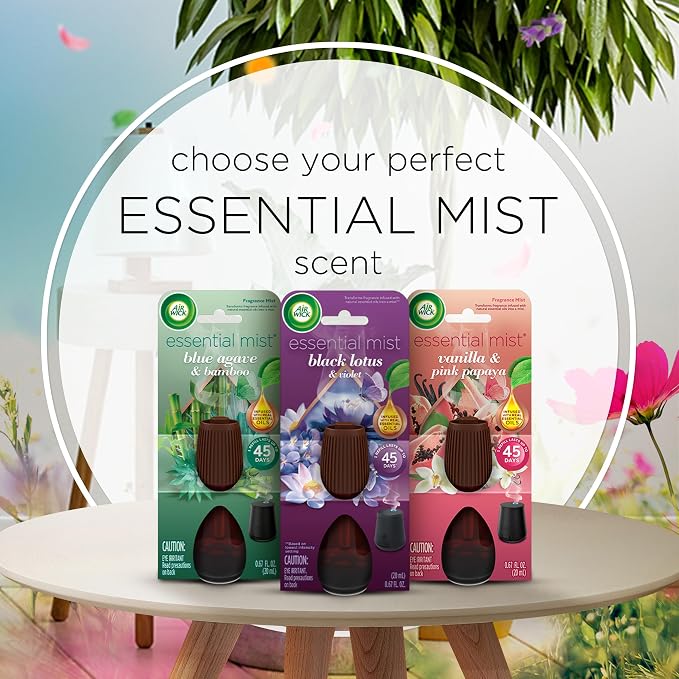 Air Wick Essential Mist Scented Oil Air Freshener Diffuser Refills, Black Lotus and Violet, 3 Count (Pack of 2)