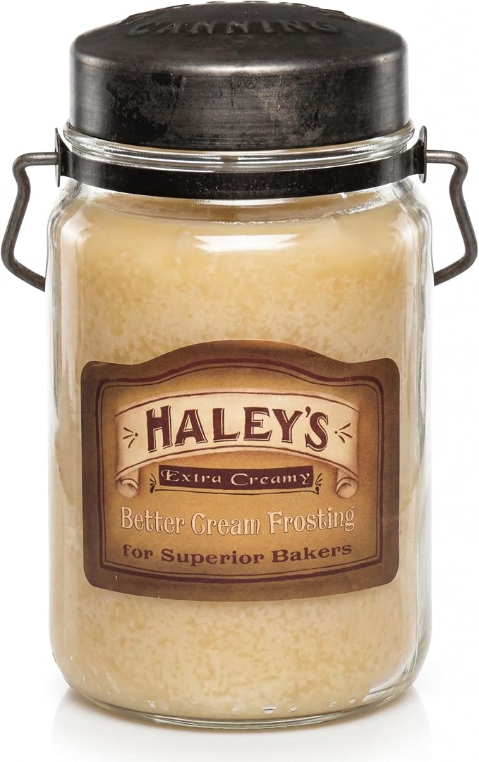 McCall’s Candles | Haley’s Butter Frosting | 26 oz Scented Candle | USA-Poured | Vintage Rustic Jar with Carrying Handle | Sweet Vanilla Buttercream Fragrance