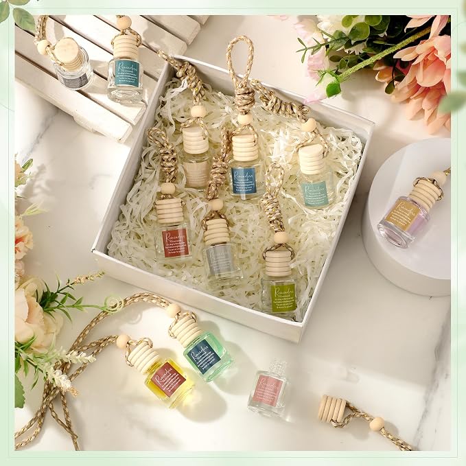 Funnymoom 36 Pcs Cna Gifts Bulk Empty Glass Essential Oil Diffuser Car Air Freshener Diffuser Hanging Ornament for Coworkers Office Staff