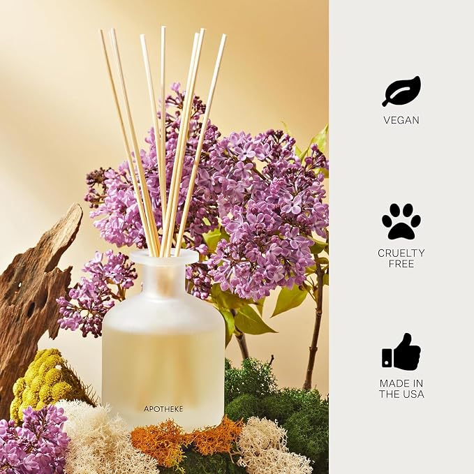Apotheke Luxury Scented Oil Reed Diffuser Liquid Refill (White Vetiver) - Premium Home Fragrance Diffuser Refill Set with Sticks