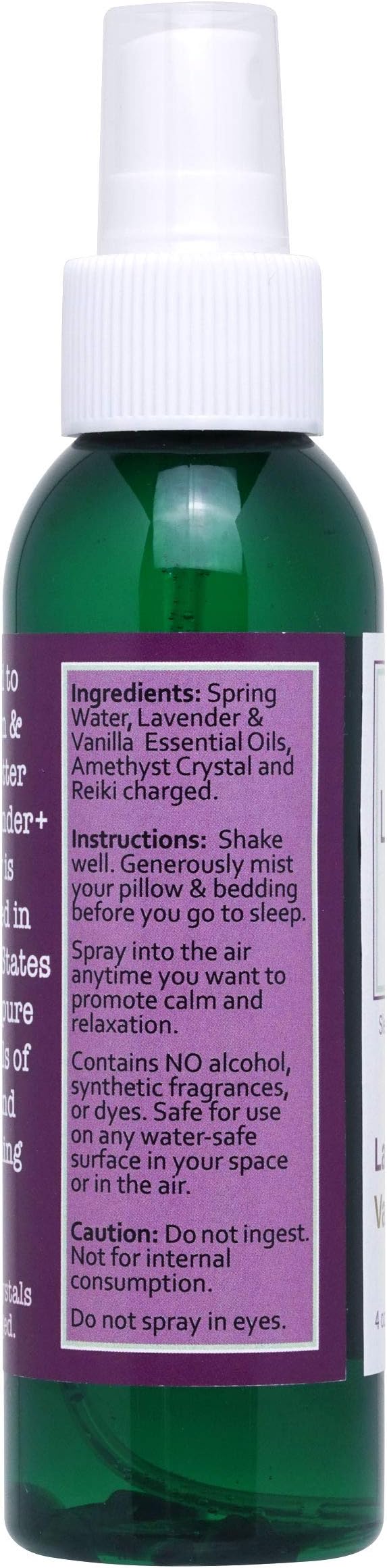 Lavender Sleep Spray for Pillows, Linens & Pajamas – Natural Calming Lavender & Vanilla Aromatherapy Mist with Amethyst & Reiki Energy. Deep Sleep + Bedtime Relaxation for Adults & Kids. 4 Ounce (1)