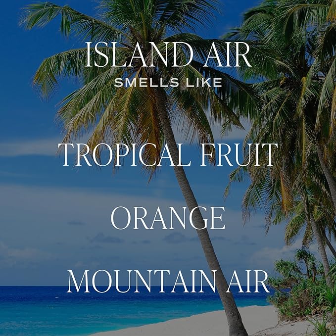 Sweet Water Decor Island Air Soy Candle - Tropical Fruit, Mountain Air, and Orange Scented Summer Candles for Home - 11oz White Glass Jar + Wood Lid, 50+ Hour Burn Time, Made in the USA