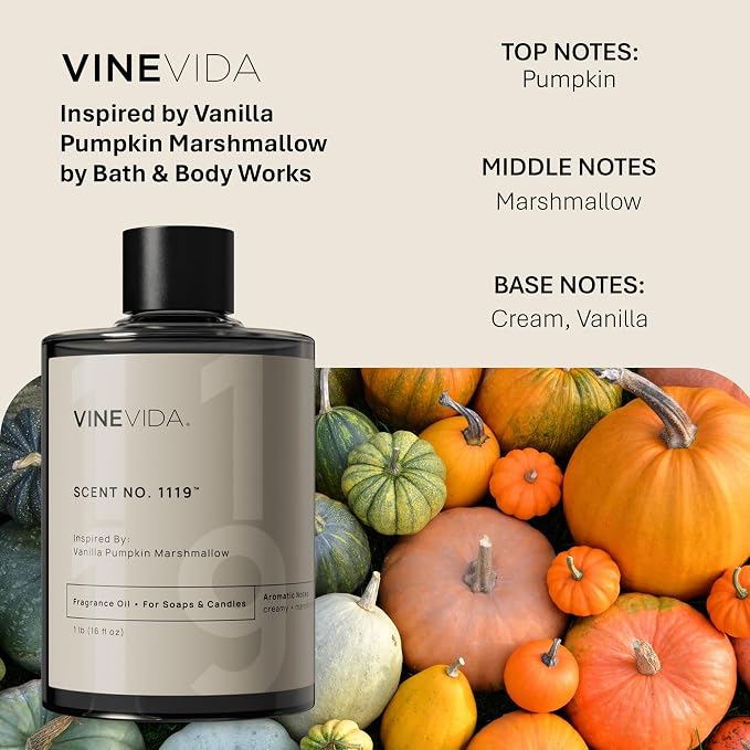 VINEVIDA [16oz] Vanilla Pumpkin Marshmallow Fragrance Oil - Fall Fragrance Oil for Candle Making - Fall Scents for Soap Making