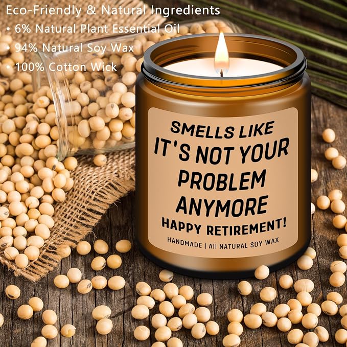 Homsolver Retirement Gift for Woman, Men, 2026 Funny Retirement Gifts for Women, Men, Friends, Work Bestie, Teachers, Coworkers, Happy Funny Retired Candle Gifts