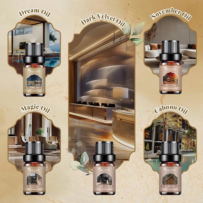 Hotel Diffuser Oils Gift Set, Luxury Fragrance Oil Blend, Hotel Essential Oils for Diffusers for Home, Candle & Soap Making Scents, More 10x5ml Scented Oil, Aromatherapy Oils Kit