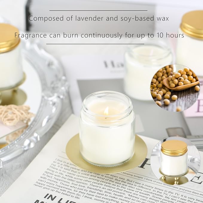 24 Pcs 4 Oz Mason Jar Candles, Vanilla Scented Soy Candles Bulk Set for Stress Relief and Relaxation, Great Favors for Wedding, Christmas, Housewarming Gifts (Gold, Vanilla, 24)