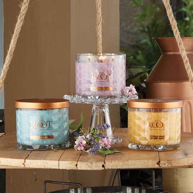 Root Candles Scented Candles Honeycomb Beeswax Blend Premium Handcrafted Candle, 12-Ounce 3-Wick, Tangerine Lemongrass
