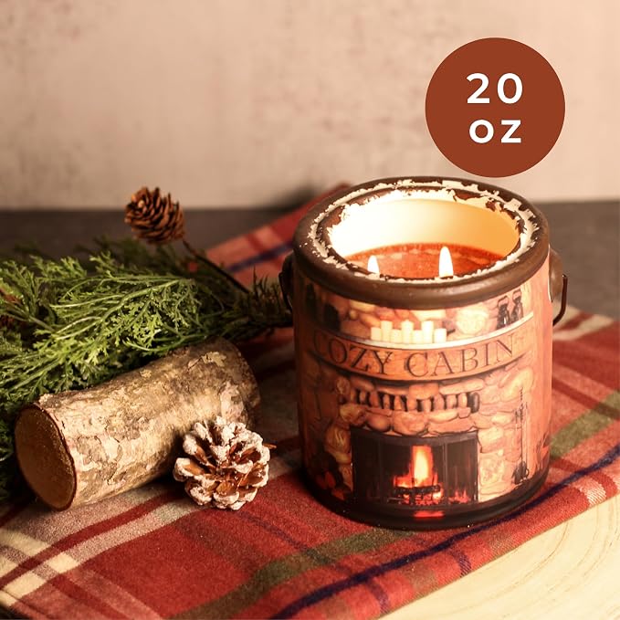 A CHEERFUL GIVER 95hr 20oz Scented Candle - Cozy Cabin - Multi-Wick Glass Candle - Gifts For Men and Women