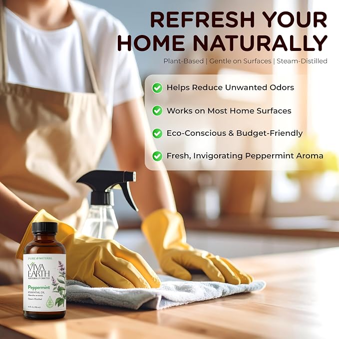 Peppermint Essential Oil – 100% Pure and Natural Peppermint Aroma for Diffusers, Aromatherapy, Hair and Scalp Care, Skin Care, Massage Oils, Soap and Candle Making – with Dropper, 4 oz