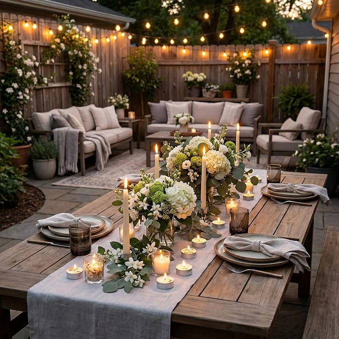 Citronella Scented Tealight Candles Outdoor, 64 Pack - 4-Hour White Tea Lights, 100% Natural Palm Wax Tea Lights Candle, Paraffin-Free, Scented Votive Candles for Indoor/Outdoor Use
