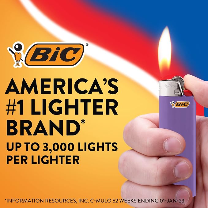 BIC Classic Lighters, Pocket Style, Lighter for Candles, Purple Lighters (Packaging May Vary), 12 Count Pack