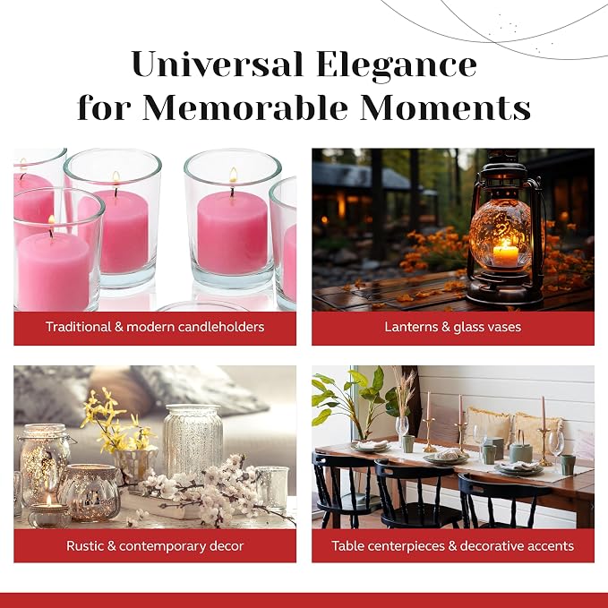 Pink Rose Garden Scented Votive Candles, Set of 12-1.25" Wax Candles for Home, Scented 10 Hour Burn Time - Aromatherapy, Spa Ambiance, Table Centerpieces & Home Décor