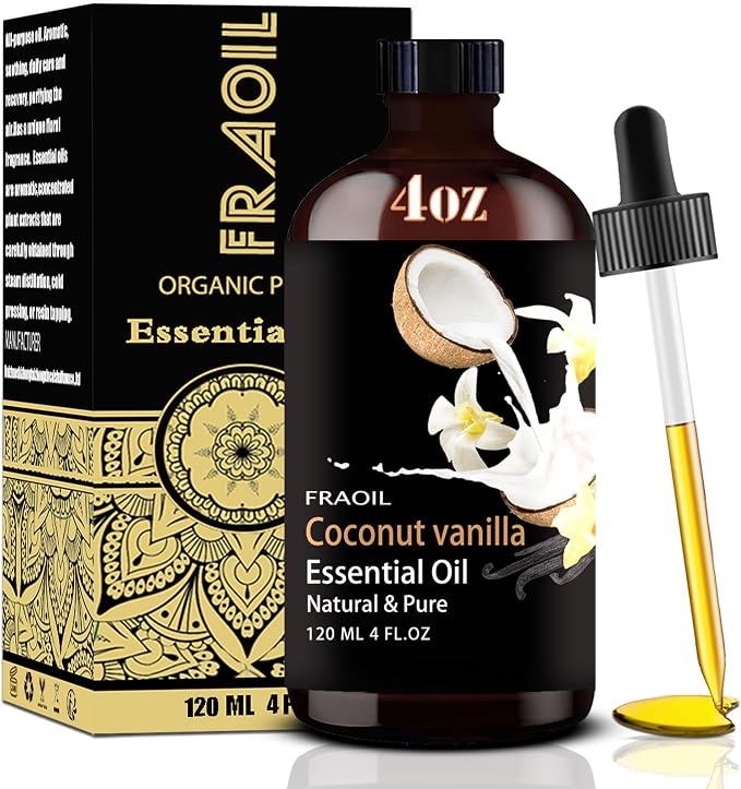 Coconut Vanilla Essential Oil, Coconut Vanilla Oil 4 Fl Oz 120ML for Diffuser Humidifier Yoga Cleaning DIY Candle Soap Making Essential Oils