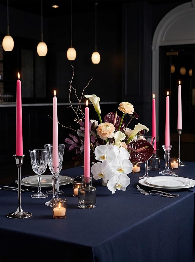 10" Classic Taper Candles, Three Pink Shades, 7-8 Hours Long Burning, Unscented Tall Candlesticks