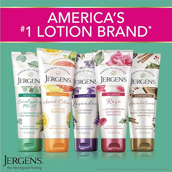 Jergens Sandalwood Body Butter Lotion, Moisturizer Infused with Sandalwood Essential Oil, For All Skin Types, 7 Oz