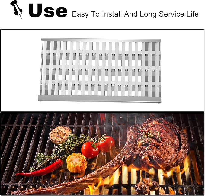 18 5/8" Stainless Steel Grill Heat Plates Shield Flame Tamer Ceramic Rod Complete DCS Radiant Tray BBQ Gas Grill Replacement Parts for 27DBQR, BGA48-BQARL, 36EBQAR, BGA27-BQR, BGA36-BQARL