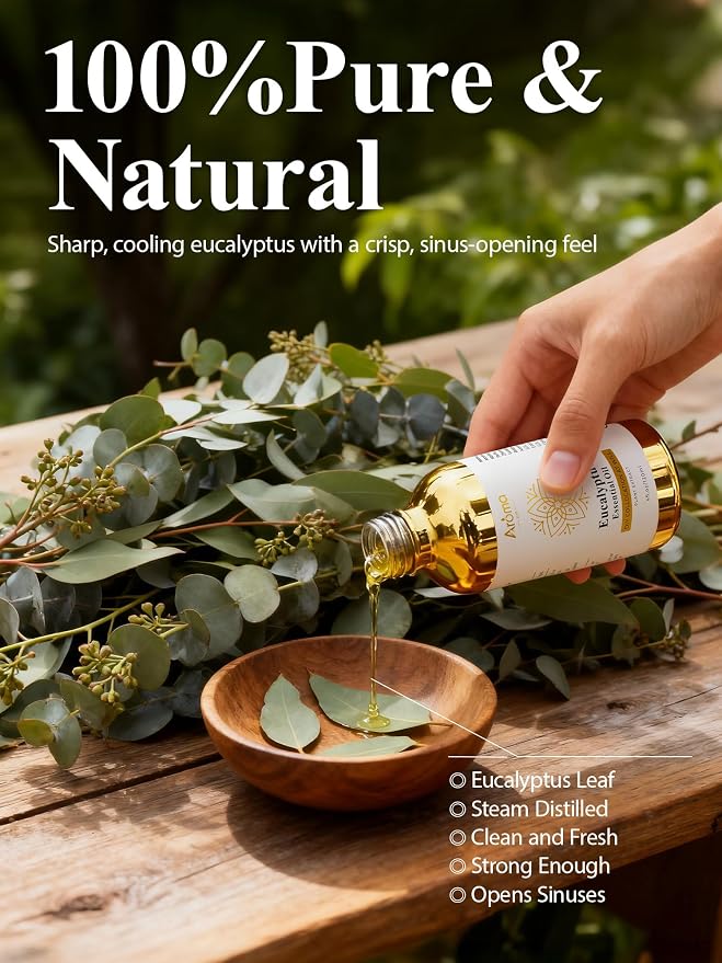 Eucalyptus Essential Oil 4 Fl Oz - Made in USA | Clean, Crisp Eucalyptus Fresh · Invigorating · Spa-Like