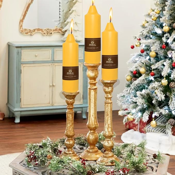 Beeswax Taper Candles 5 inch Natural Beeswax Taper Candlesticks 4 PCS Short Candle Smokeless Tapered Candle for Dinner Party Decoration Gift - 8 Hour Burn Time