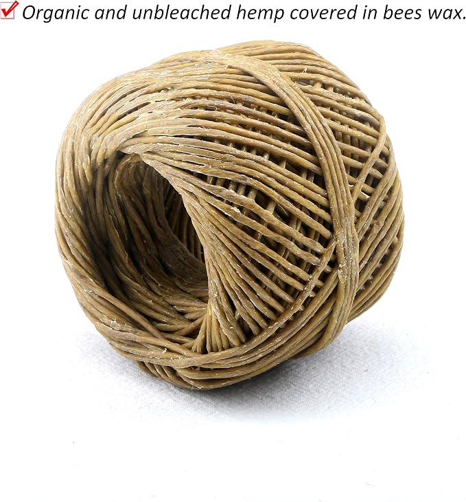 MILIVIXAY Thick Hemp Wick with Natural Beeswax Coating,Edible Grade Beeswax, 200 FT Spool, Size (2.0mm),Unbleached, Un-Dyed and 100% Organic.