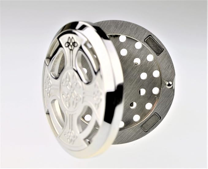 Wild Essentials Celtic Cross Essential Oil Car Vent Diffuser, Stainless Steel Locket Pendant With 12 Color Refill Pads, Customizable Color Changing Air Freshener for Aromatherapy