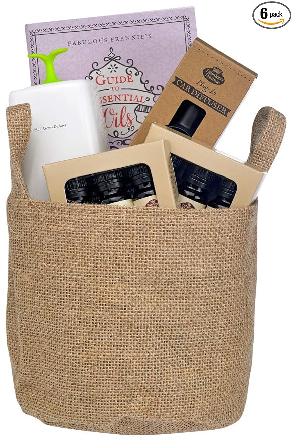 Fabulous Frannie Aromatherapy Starter Gift Basket includes 6 10ml Pure Essential Oils, Essential Oil Guide Book, Nebulizing Aromatherapy Diffuser, and Car Scenter Electric Diffuser w/3 Refills.