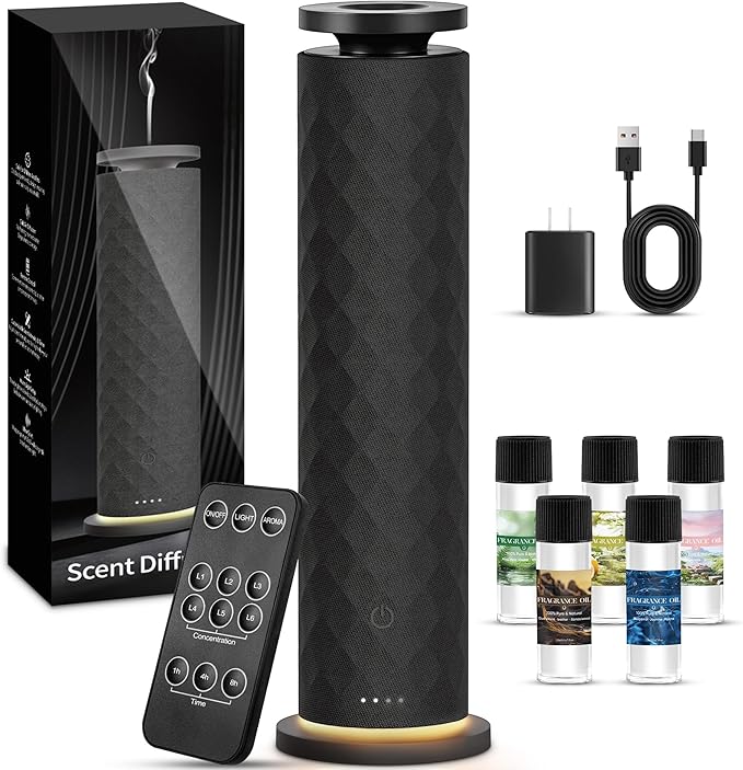 Hotel Scent Diffuser, Waterless Scent Diffuser for Home, Quiet Operation, Suitable for Living Rooms, Offices, and Hotels,Contains Five Aromatherapy Essential Oils
