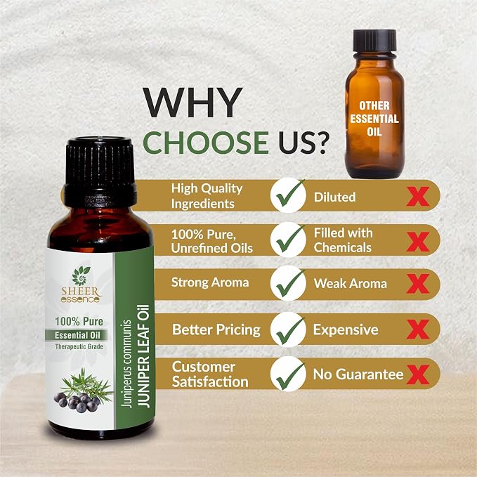 Juniper Oil -(Juniperus Communis)- Essential Oil 100% Pure Natural Undiluted Uncut Therapeutic Grade Oil 0.33 FL.OZ
