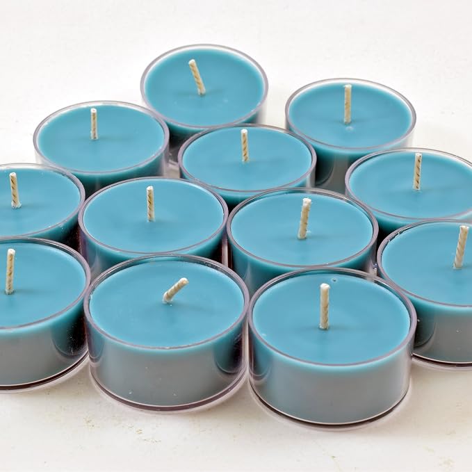 Rain Water Scented - Soy Tealight Candles, 12 Pack - Highly Scented - Handmade in The USA - Candeo Candle - Summer Scents