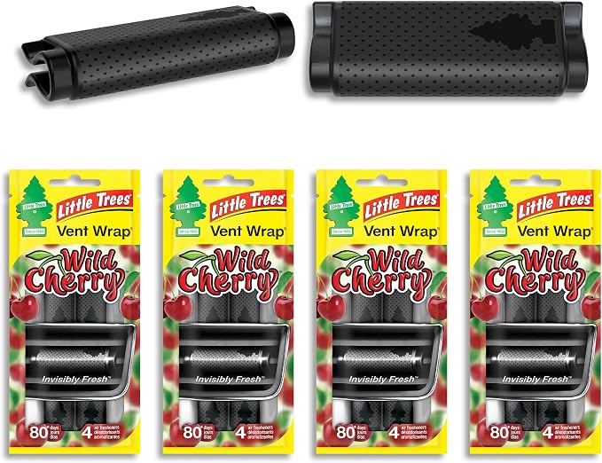 LITTLE TREES Car Air Freshener | Vent Wrap Provides Long Lasting Scent, Invisibly Fresh | 16 Air Fresheners | Wild Cherry