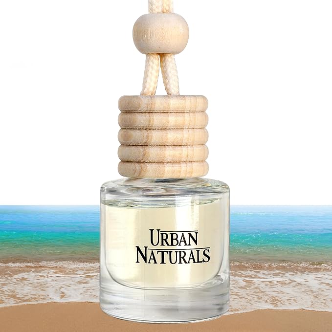 Urban Naturals Car Air Freshener Diffuser 1 Pack - Ocean Mist & Sea Salt Scent, 45+ Days Long Lasting Fragrance, Made in USA, Glass & Wood, Hanging Design + Vent Cip, Easy to Use