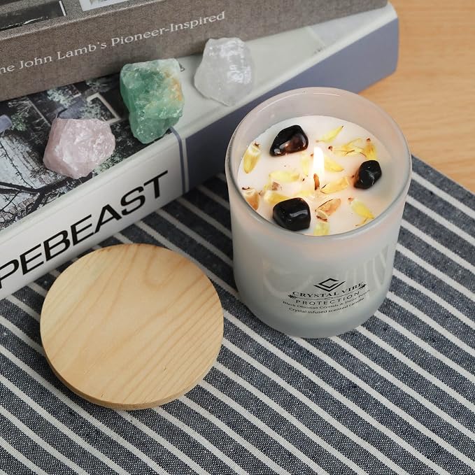 Crystal Vibes Scented Candle for Aromatherapy & Meditation | Long-Lasting Fragrance | Relaxing Home Décor | Stress Relief & Calm Ambience