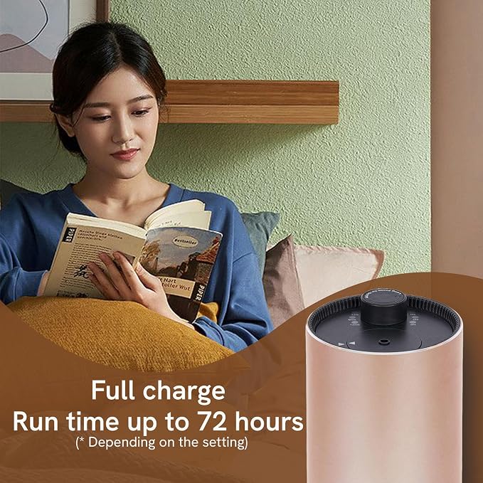 BlueHills Waterless Cordless Car Essential Oil Diffuser Aromatherapy Mini Compact Diffuser for Oils Large Room Portable USB Travel Battery Operated Rechargeable Hotel Home - J04 Rose Gold