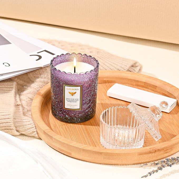 Lavender Eucalyptus Scented Candle, Candles for Home Scented, Mothers Day Gifts for Mom, Candles for Women, Lavender Candle, Natural Soy Wax, 7 oz 40 Hours