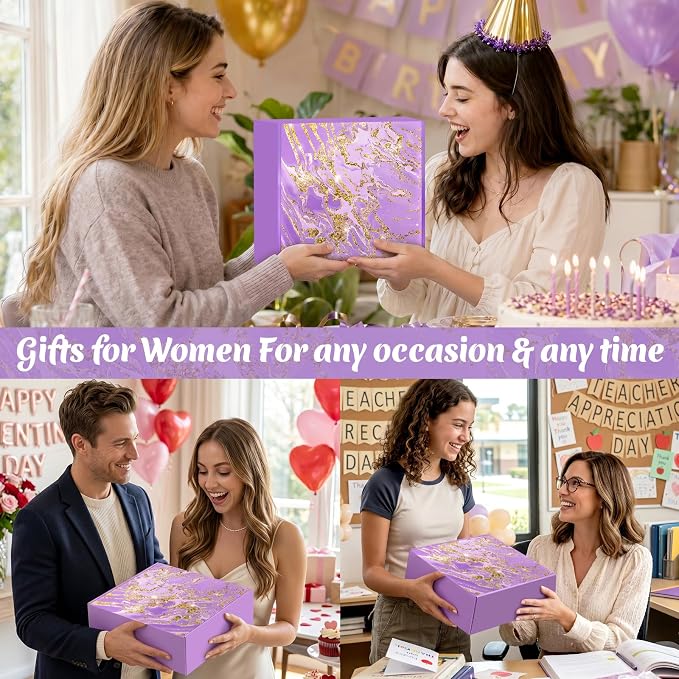 Birthday Gifts for Women, Gift Baskets Set for Mom, Wife, Her, Friend, Teacher, Nurses, Coworker, Self Care Spa Relaxation Baskets Set, Thank You Gift for Women Purple